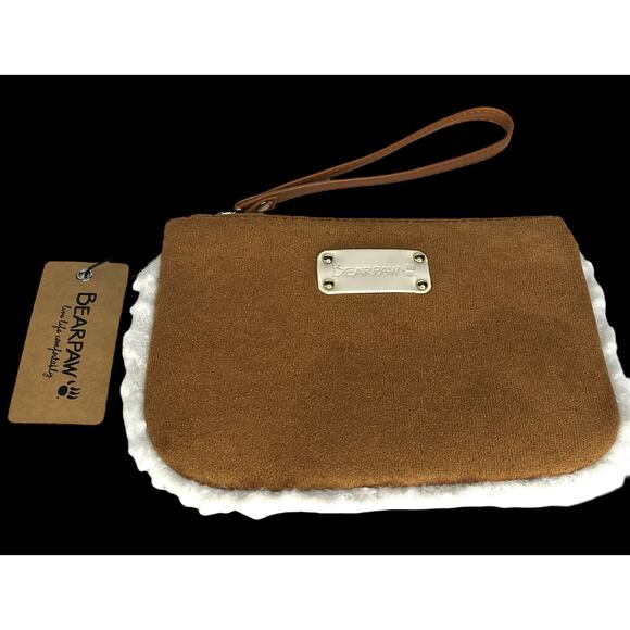 NEW Bearpaw WRISTLET Faux Suede & Sherpa Handbag Purse Mini Bag Brown Faux Fur - Picture 2 of 9